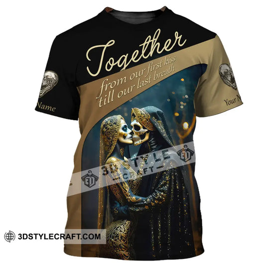 Unisex Shirt, Custom Name Skull Couple Shirt, Skull Couple Long Sleeve, Couple Shirt style option 2