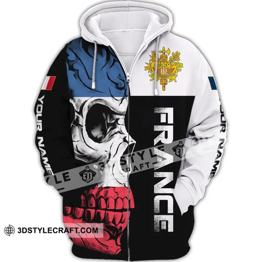 Unisex Shirt - Custom Name Shirt - Skullcap France Flag Color Shirt style option 4