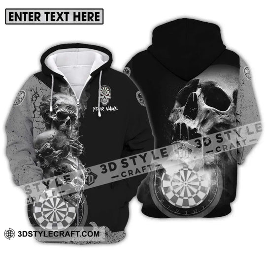 Unisex Shirt - Custom Name Smoking Skull Darts Shirt style option 2