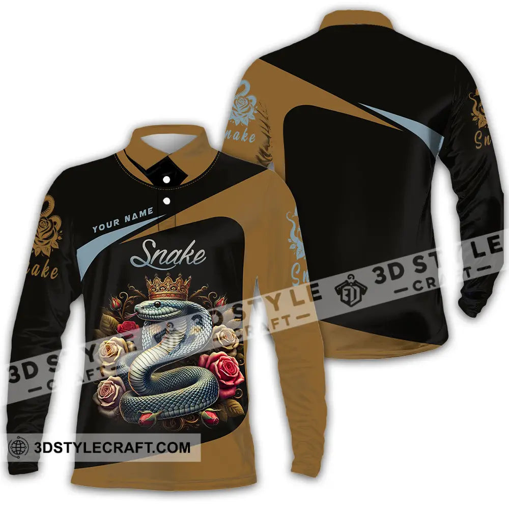 Unisex Shirt - Custom Name Snake Long Sleeve Polo / S T-Shirt