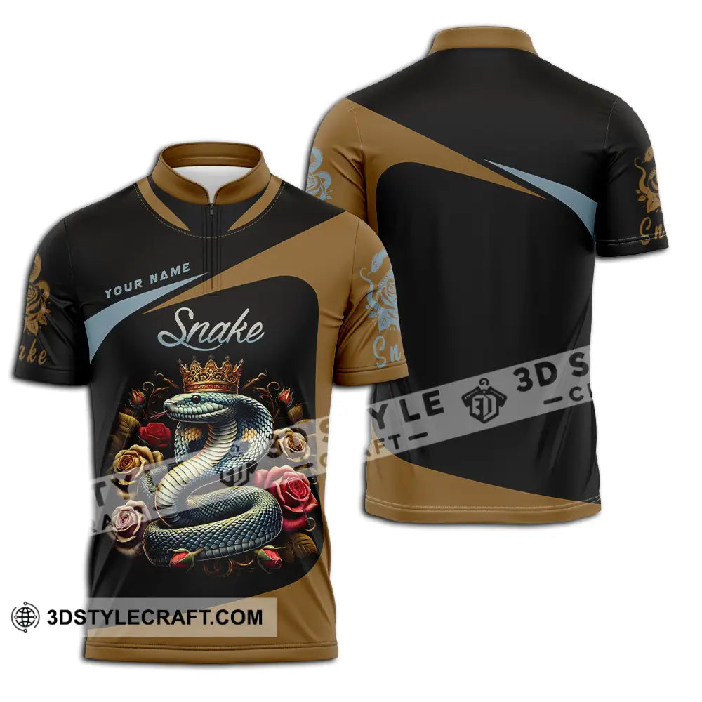 Unisex Shirt - Custom Name Snake Zipper Polo / S T-Shirt