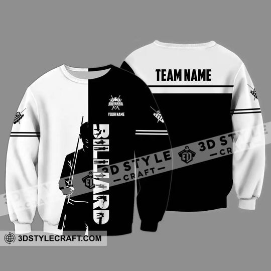 Unisex Shirt - Custom Name Sport Shirt, Billiard Classic Black And White style option 4
