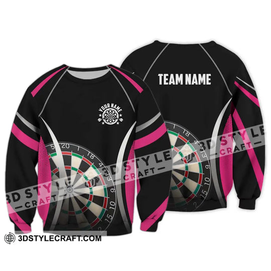 Unisex Shirt - Custom Name Sport Shirt, Black Pink Darts style option 4