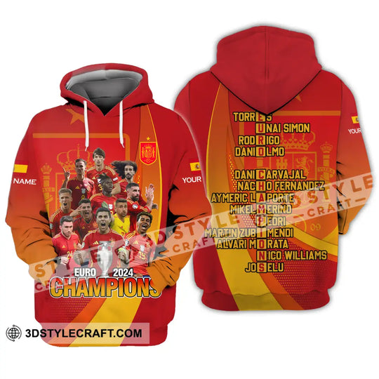 Unisex Shirt - Custom Name Sport Shirt, Euro 2024 Champion Spain style option 3