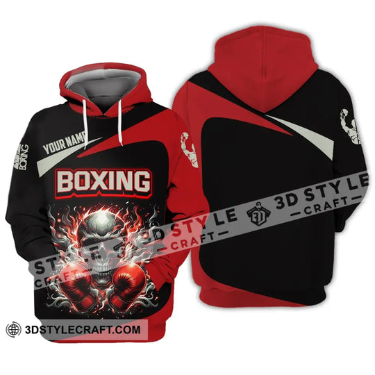 Unisex Shirt - Custom Name Sport Shirt, Red Glove Boxing Skull style option 3