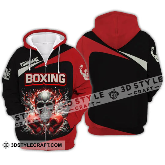Unisex Shirt - Custom Name Sport Shirt, Red Glove Boxing Skull style option 4