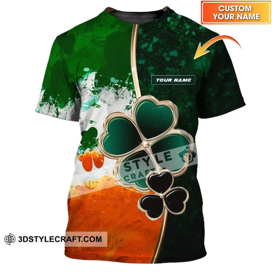 Unisex Shirt - Custom Name T-Shirt - Green And Orange Clover Shirt For Saint Patrick's Day style option 1