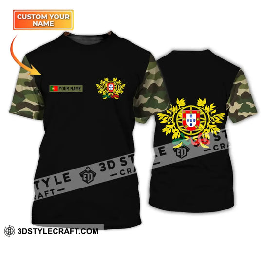 Unisex Shirt - Custom Name T-Shirt, Portugal Coat Of Arms Camo Shirt style option 1