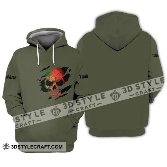 Unisex Shirt - Custom Name T-Shirt, Portugal Flag Skull style option 3