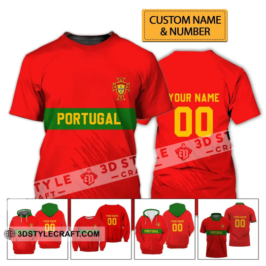 Unisex Shirt - Custom Name T-Shirt, Portugal Football Clothing style option 2