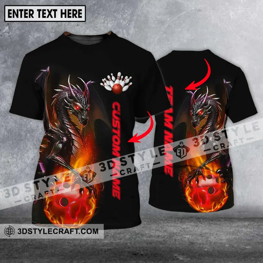Unisex Shirt - Custom Name Shirt - Team Name Shirt, Bowling Dragon Fire Ball style option 2