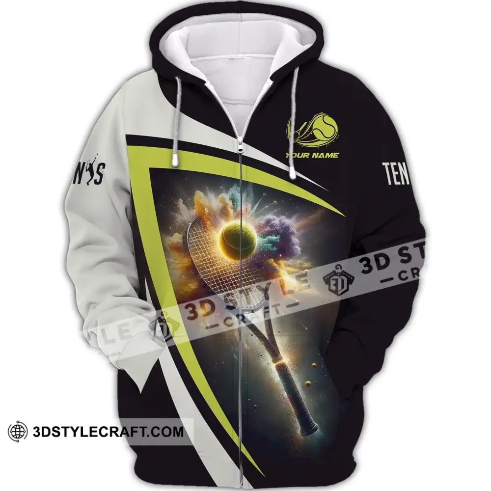 Unisex Shirt Custom Name Tennis Gift Lover T-Shirt Player Apparel Zipper Hoodie / S