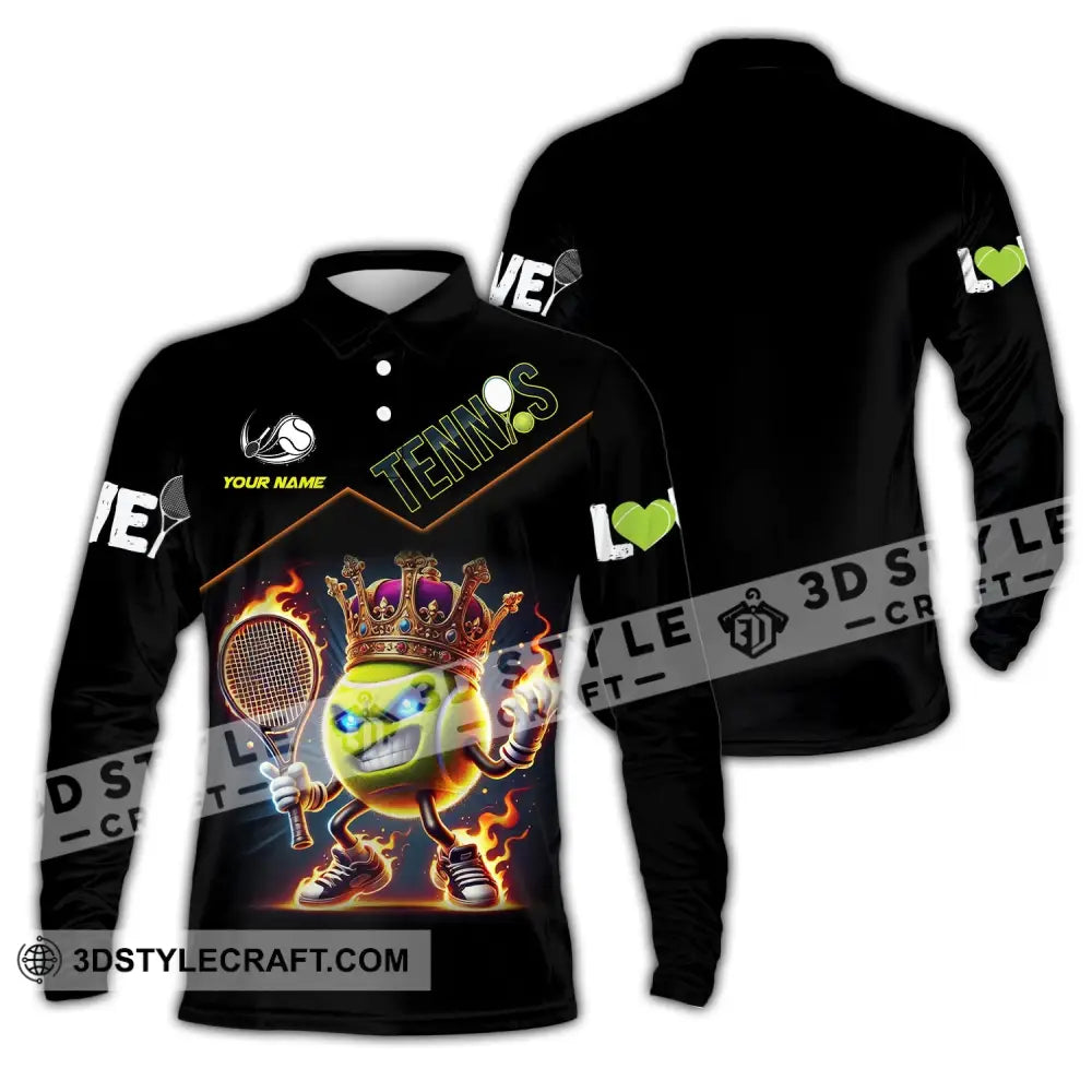 Unisex Shirt Custom Name Tennis Polo Long Sleeve / S T-Shirt