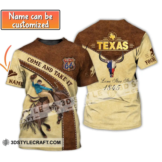 Unisex Shirt, Custom Name Texas T-Shirt, Texas 1845, Come and Take It, Texas Shirt style option 1