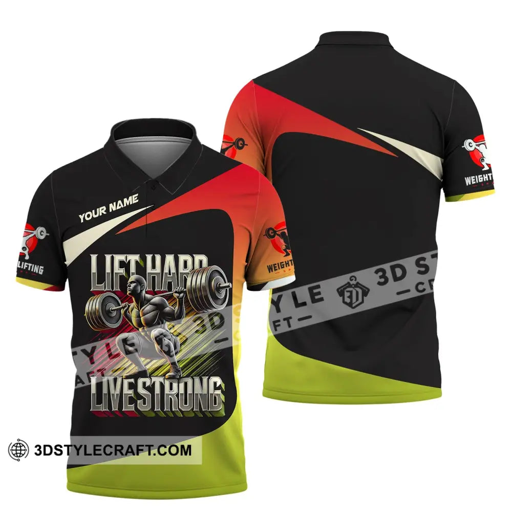 Unisex Shirt Custom Name Weight Lifting Work Out Long Sleeve T-Shirt Polo / S T-Shirt