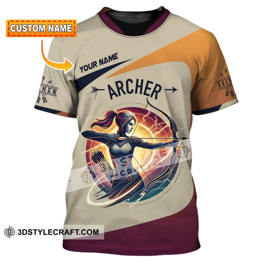 Unisex Shirt, Custom Name Woman Archery Shirt, Archery Polo Long Sleeve, Archery Love T-Shirt style option 1