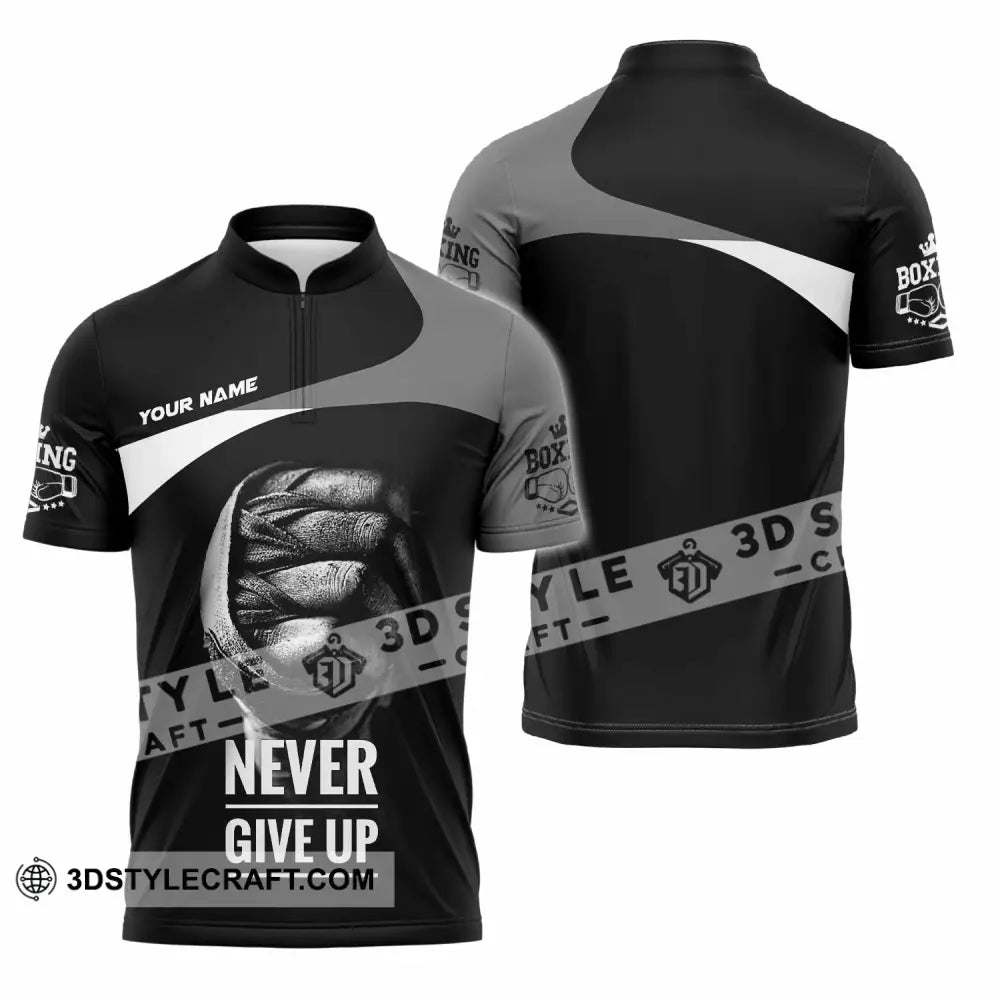 Unisex Shirt - Custom Never Give Up Shirt Zipper Polo Shirt / S T-shirt