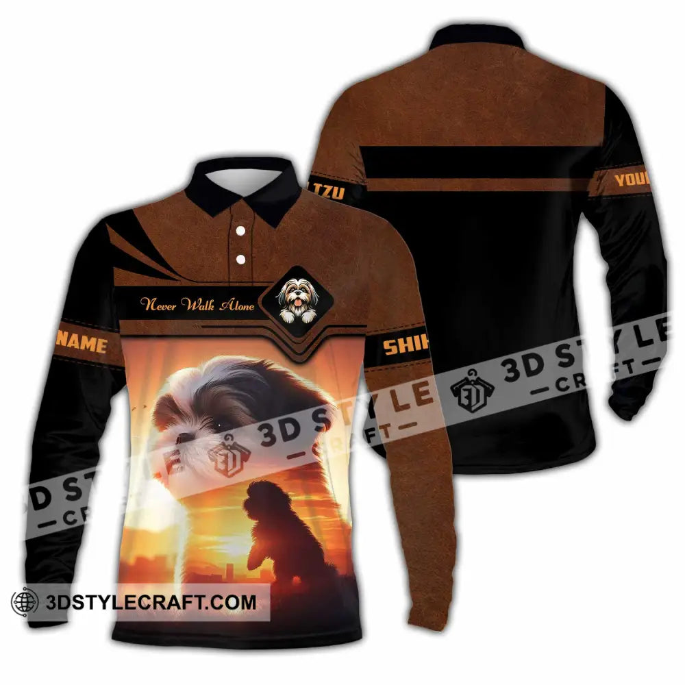 Unisex Shirt - Custom Never Walk Alone Shih Tzu Shirt Long Sleeve Polo / S T-shirt