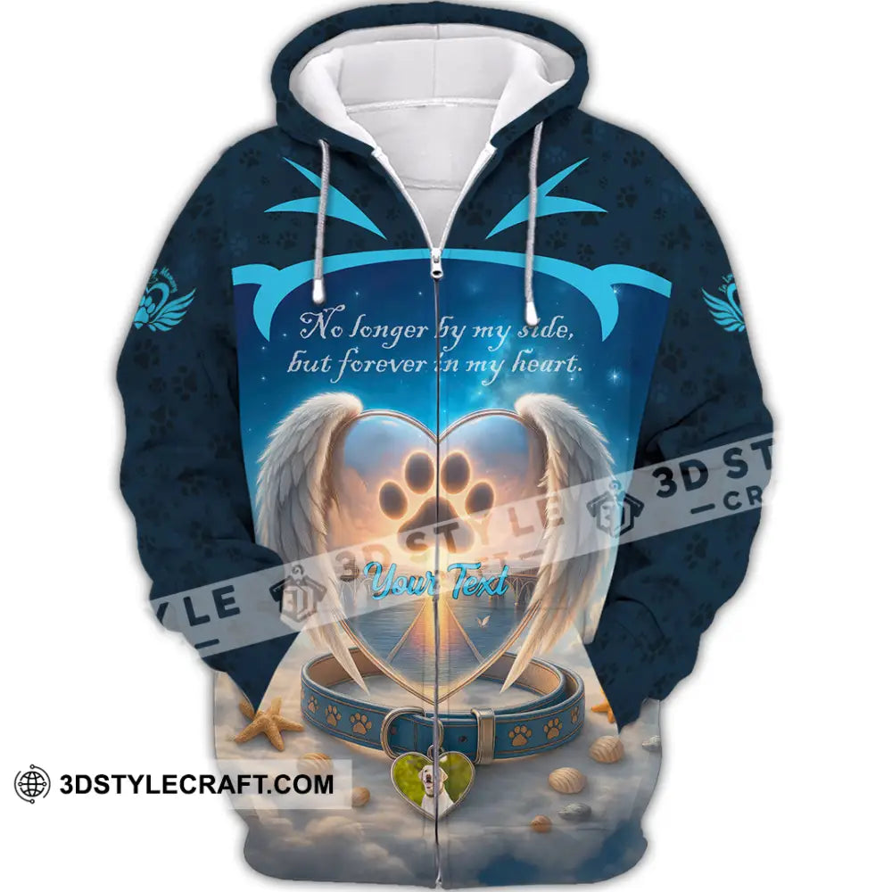 Unisex Shirt - Custom No Long By My Side But Forever In My Heart Memorial Pet Lover Shirt Zipper Hoodie / S T-shirt