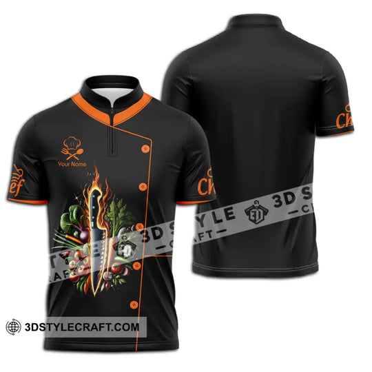 Unisex Shirt - Custom Orange Name Chef Shirt style option 3