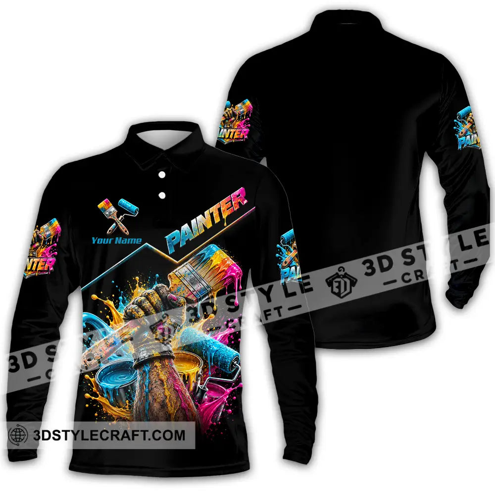 Unisex Shirt - Custom Painter Shirt - Long Sleeve Polo / S - T-shirt