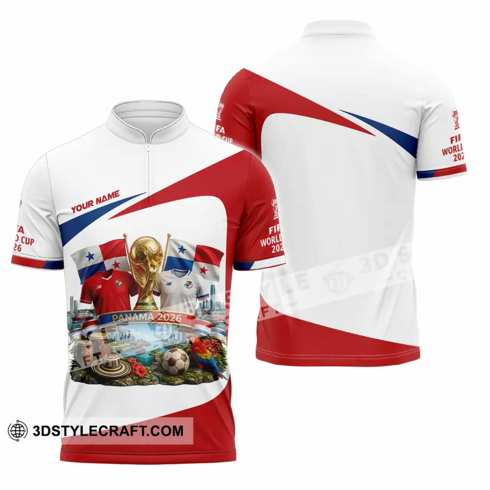 Unisex Shirt - Custom Panama World Cup 2026 3D Shirt - Zipper Polo Shirt / S - T-shirt