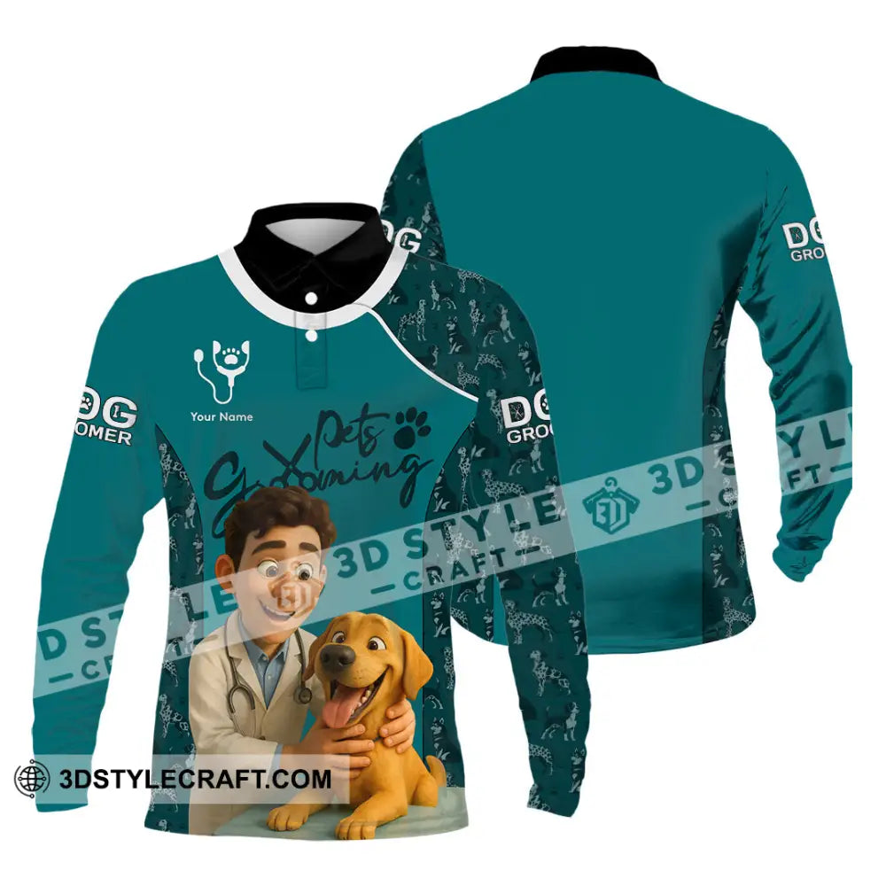 Unisex Shirt - Custom Pets Grooming 3D Shirt Long Sleeve Polo / S T-shirt