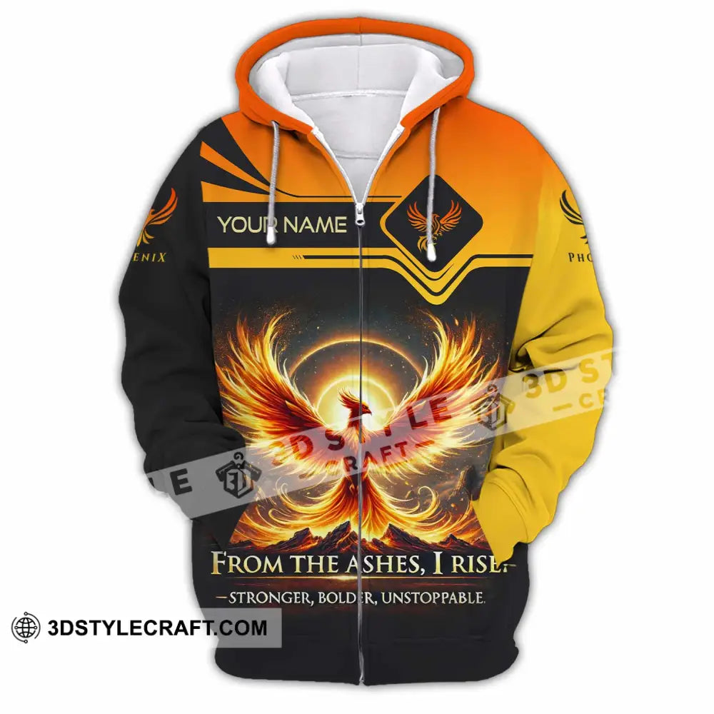 Unisex Shirt - Custom Phoenix From The Ashes I Rise Stronger Bolder Unstoppable Shirt Zipper Hoodie / S T-shirt