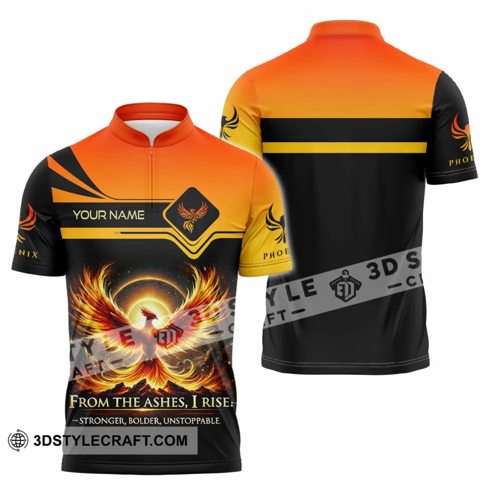 Unisex Shirt - Custom Phoenix From The Ashes I Rise Stronger Bolder Unstoppable Shirt Zipper Polo Shirt / S T-shirt
