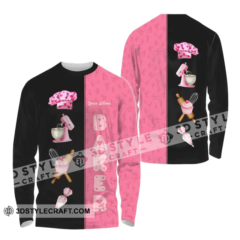 Unisex Shirt - Custom Pink Baker Shirt Long Sleeve Shirt / S T-shirt