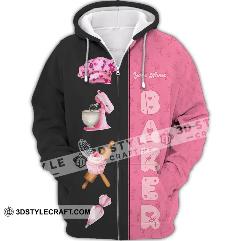 Unisex Shirt - Custom Pink Baker Shirt Zipper Hoodie / S T-shirt