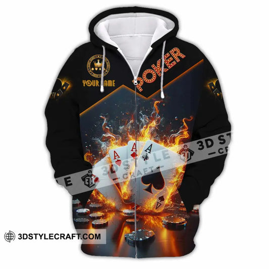 Unisex Shirt - Custom Poker Four Of Aces Card Lover Shirt Zipper Hoodie / S T-shirt