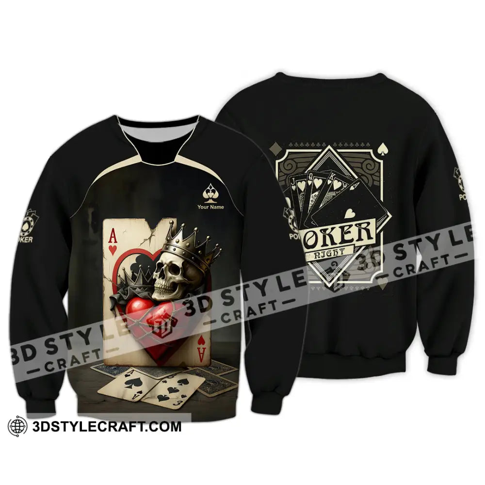 Unisex Shirt - Custom Poker Lover Shirt Skeleton Poker Cards Long Sleeve / S T-shirt