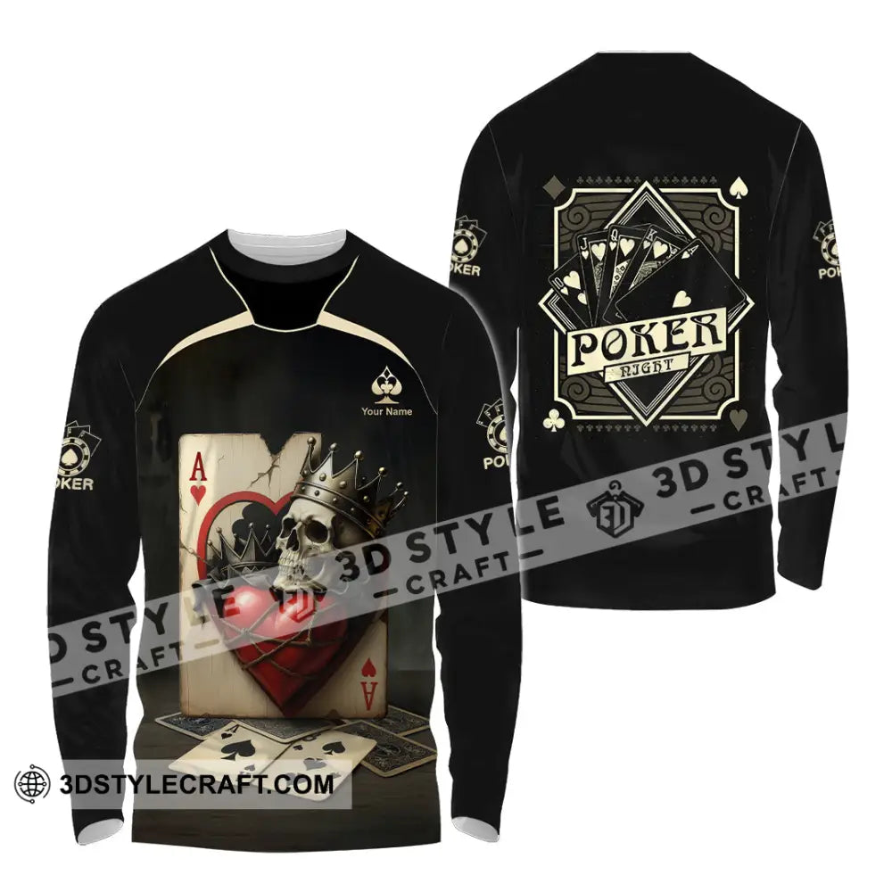 Unisex Shirt - Custom Poker Lover Shirt Skeleton Poker Cards Long Sleeve Shirt / S T-shirt