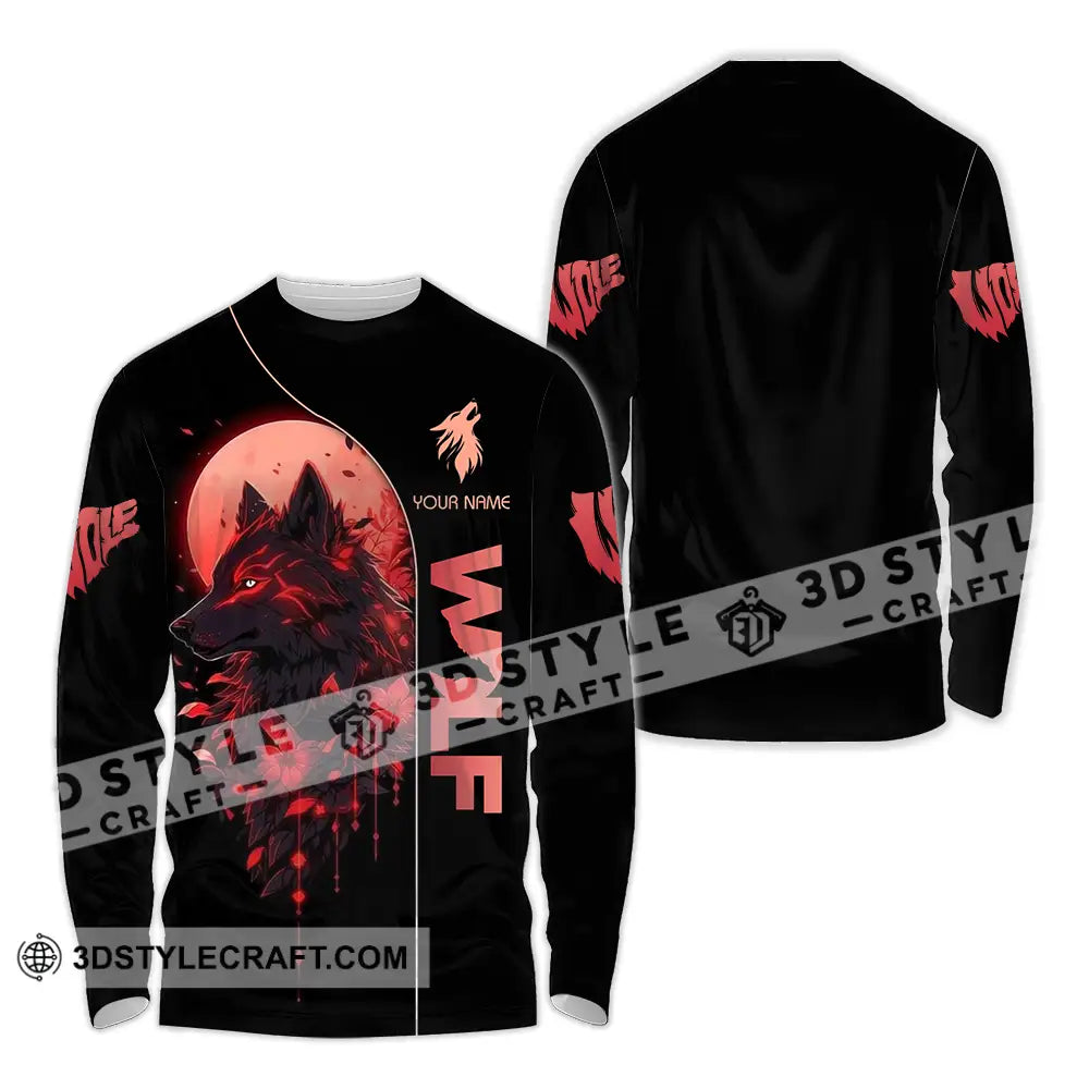 Unisex Shirt - Custom Red Wolf 3D Shirt Long Sleeve Shirt / S T-shirt