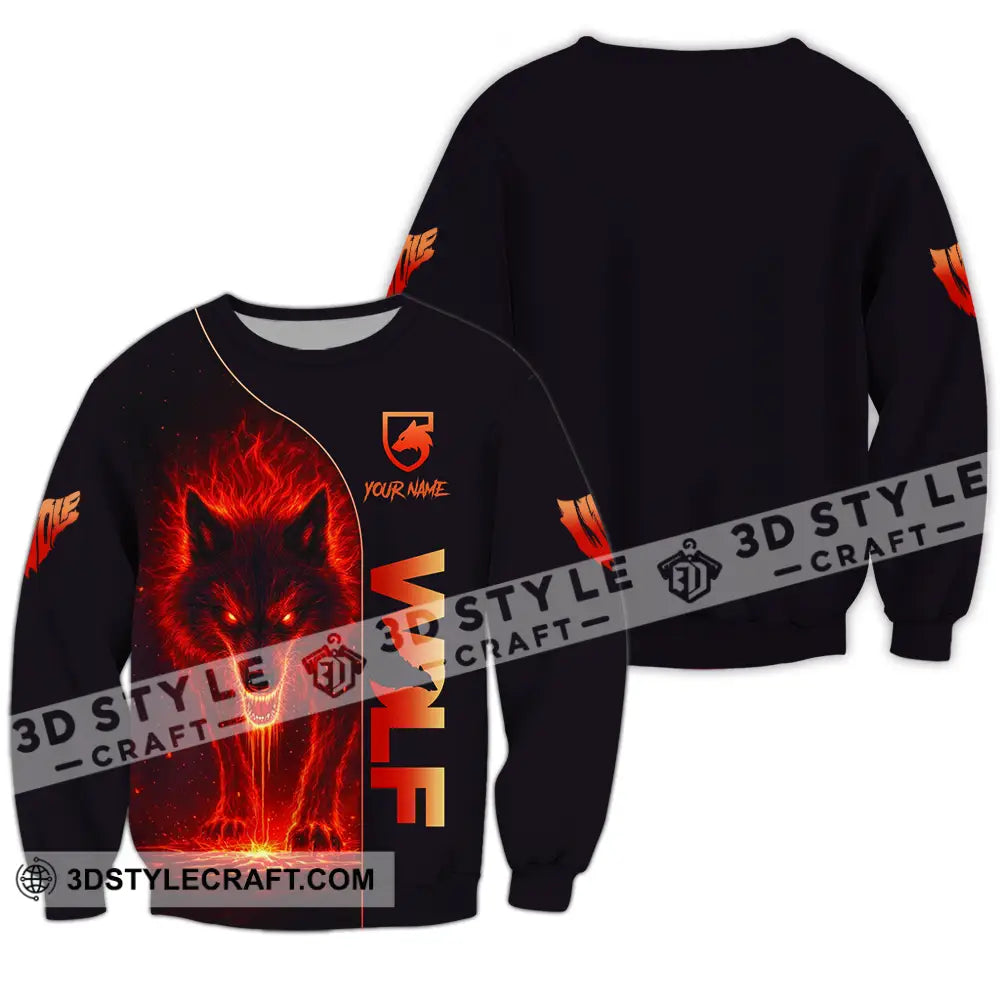Unisex Shirt - Custom Red Wolf 3D Shirt Long Sleeve / S T-shirt