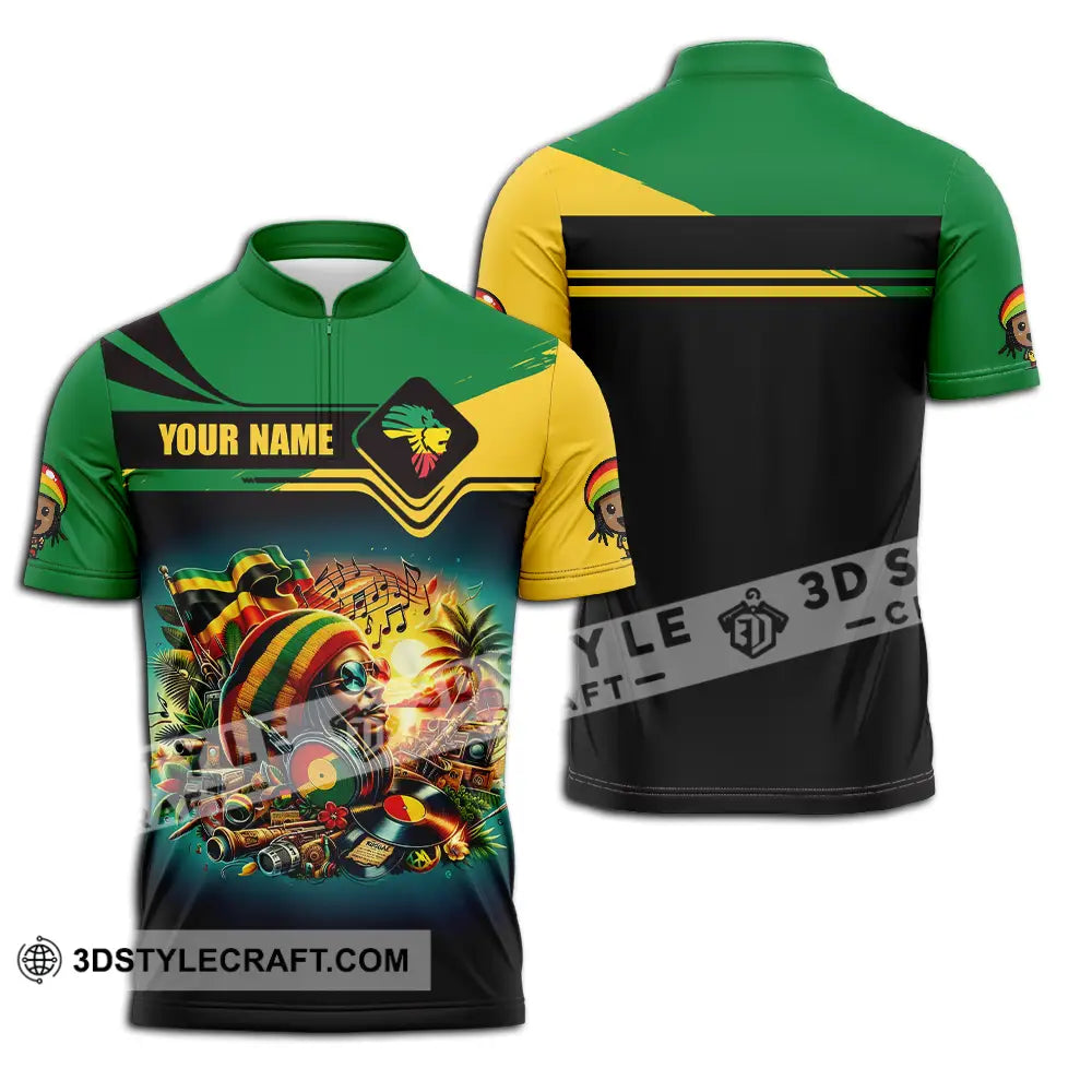 Unisex Shirt - Custom Reggae Shirt Zipper Polo Shirt / S T-shirt
