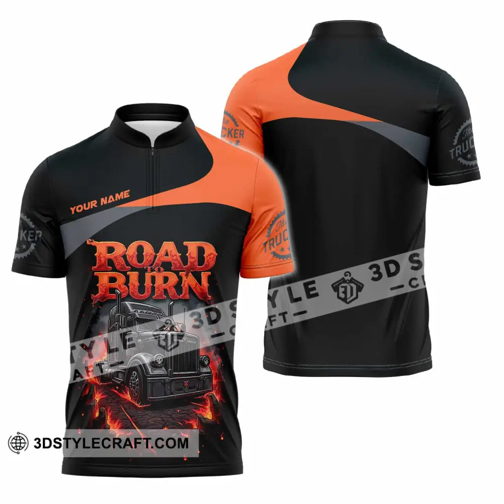 Unisex Shirt - Custom Road Born 3D Shirt Zipper Polo Shirt / S T-shirt