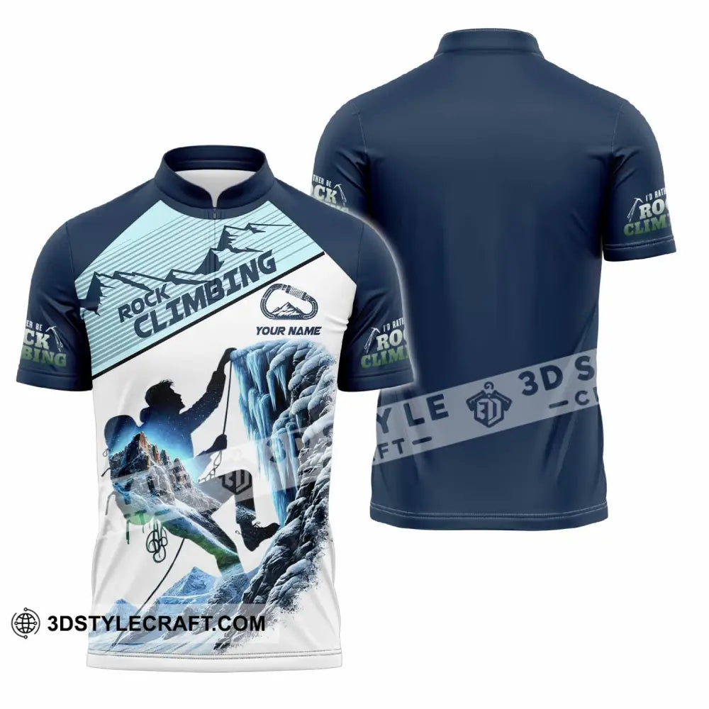 Unisex Shirt - Custom Rock Climbing Shirt Zipper Polo Shirt / S T-shirt