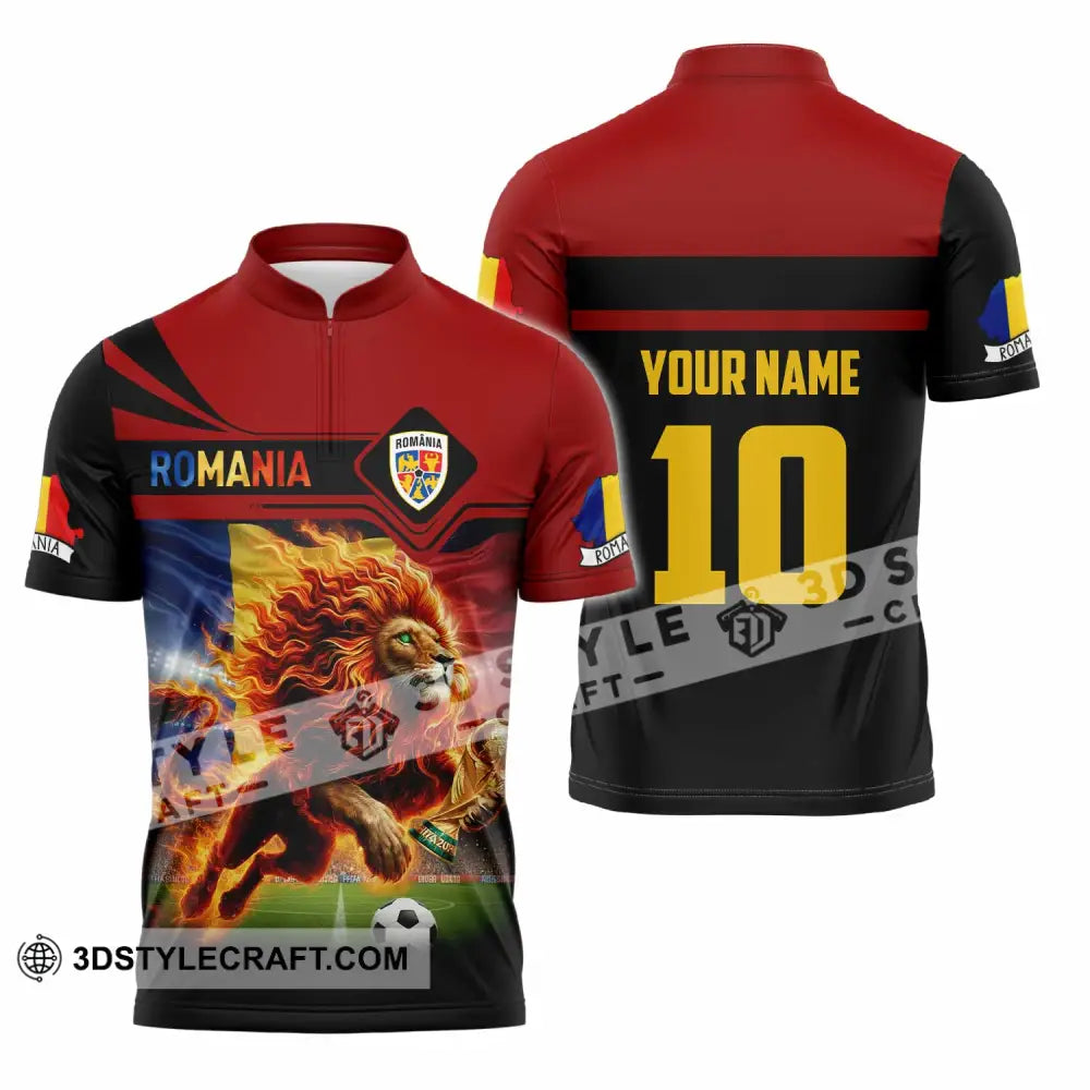 Unisex Shirt - Custom Romania 3D Shirt Zipper Polo Shirt / S T-shirt