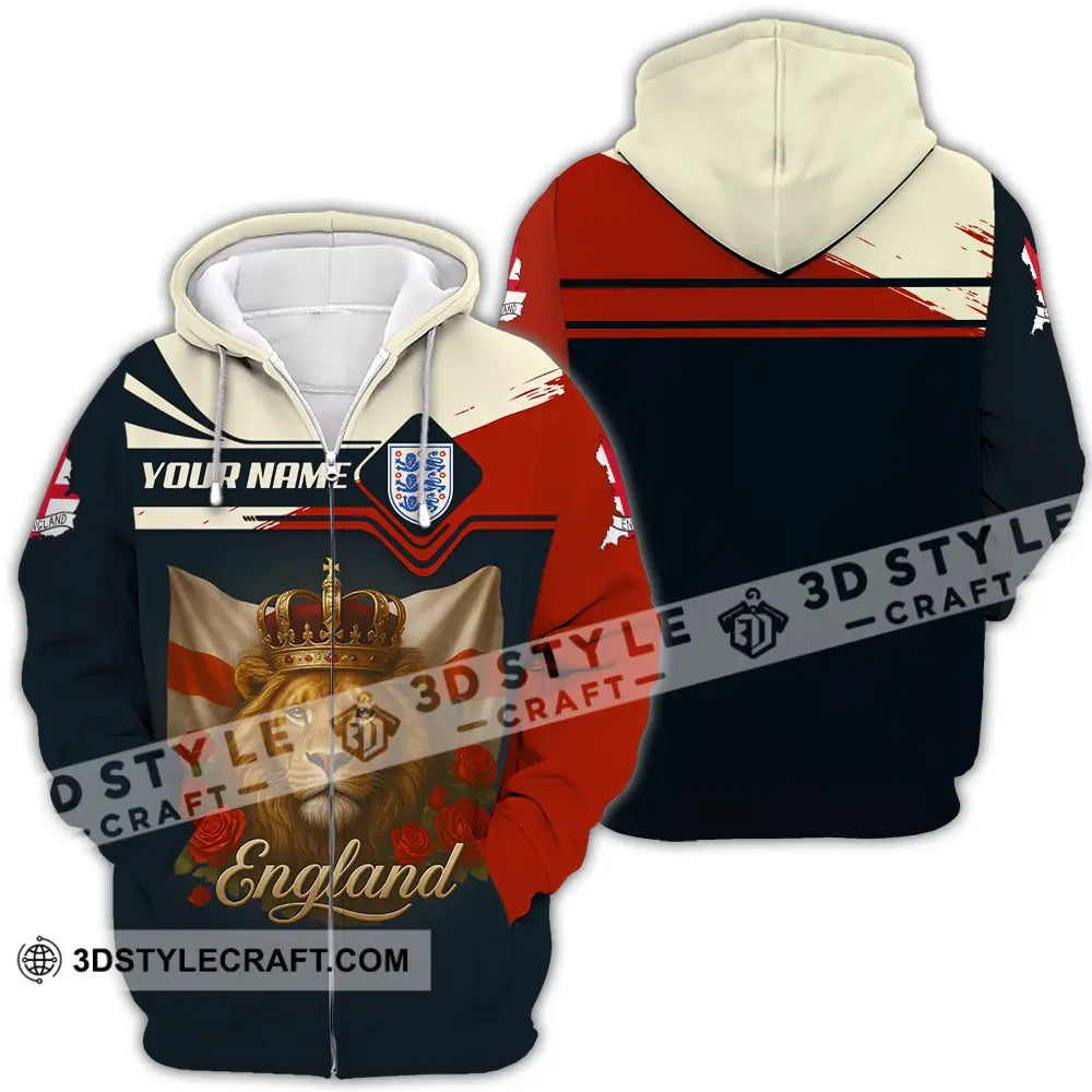 Unisex Shirt - Custom Rose And Lion England Shirt Zipper Hoodie / S T-shirt