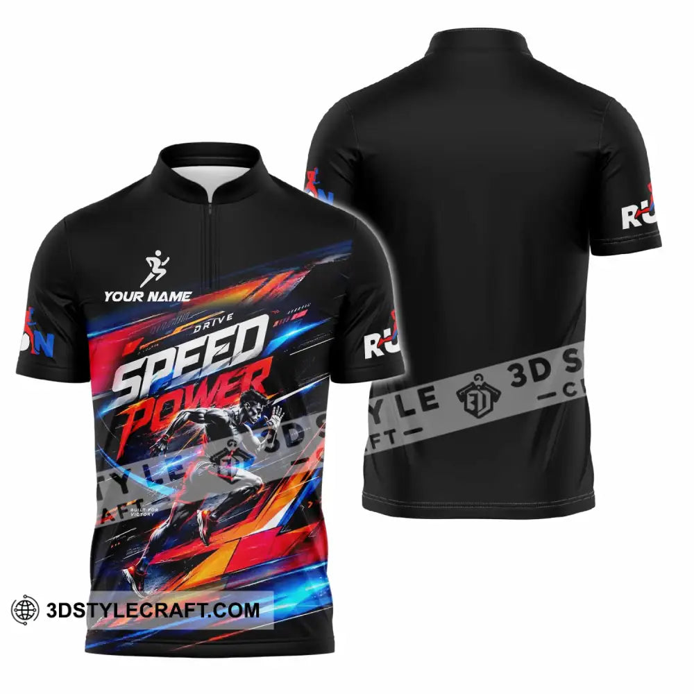 Unisex Shirt - Custom Run Drive Speed Power Shirt - Zipper Polo Shirt / S - T-shirt