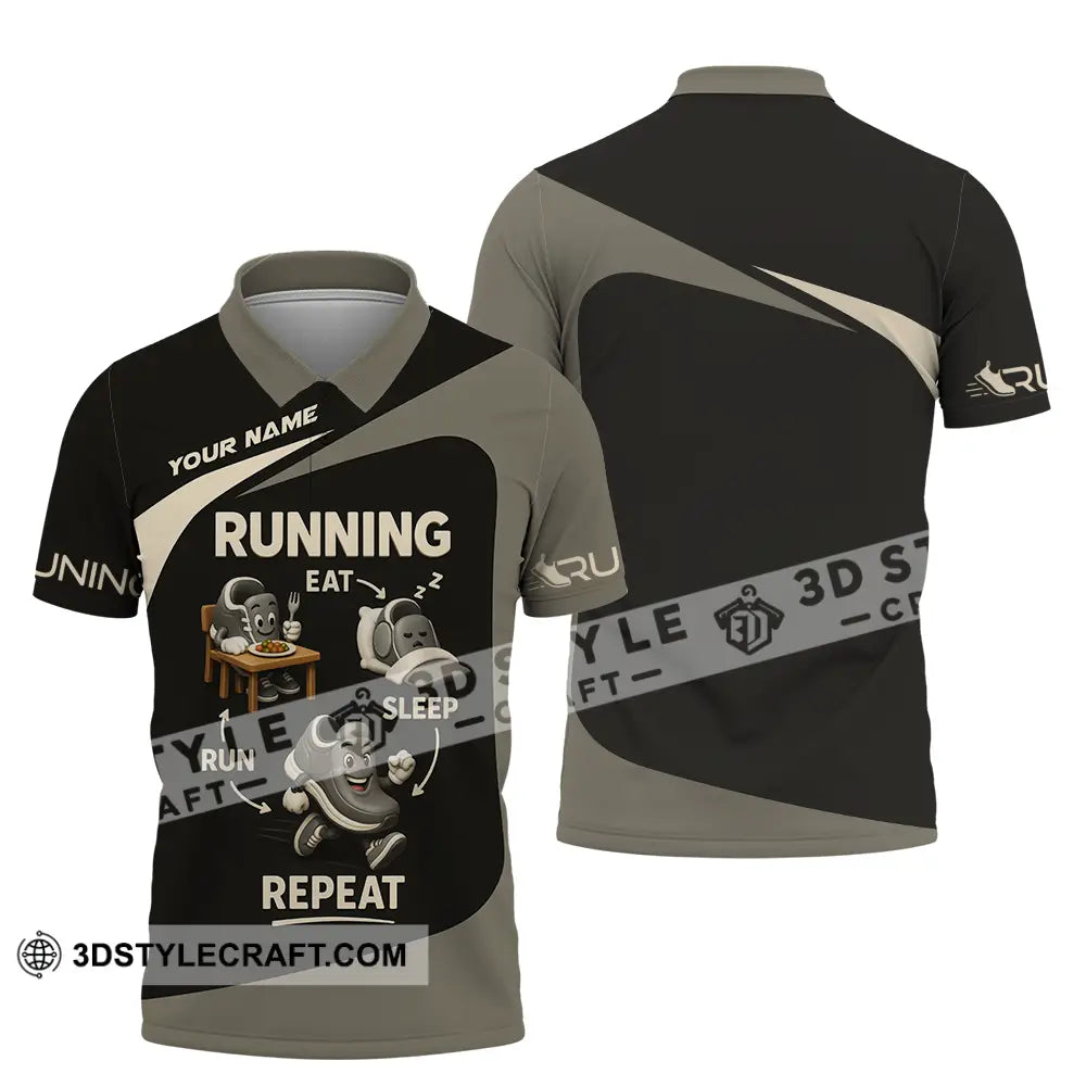 Unisex Shirt - Custom Run Eat Sleep And Repeat Running Lover Runner Shirt Polo Shirt / S T-shirt