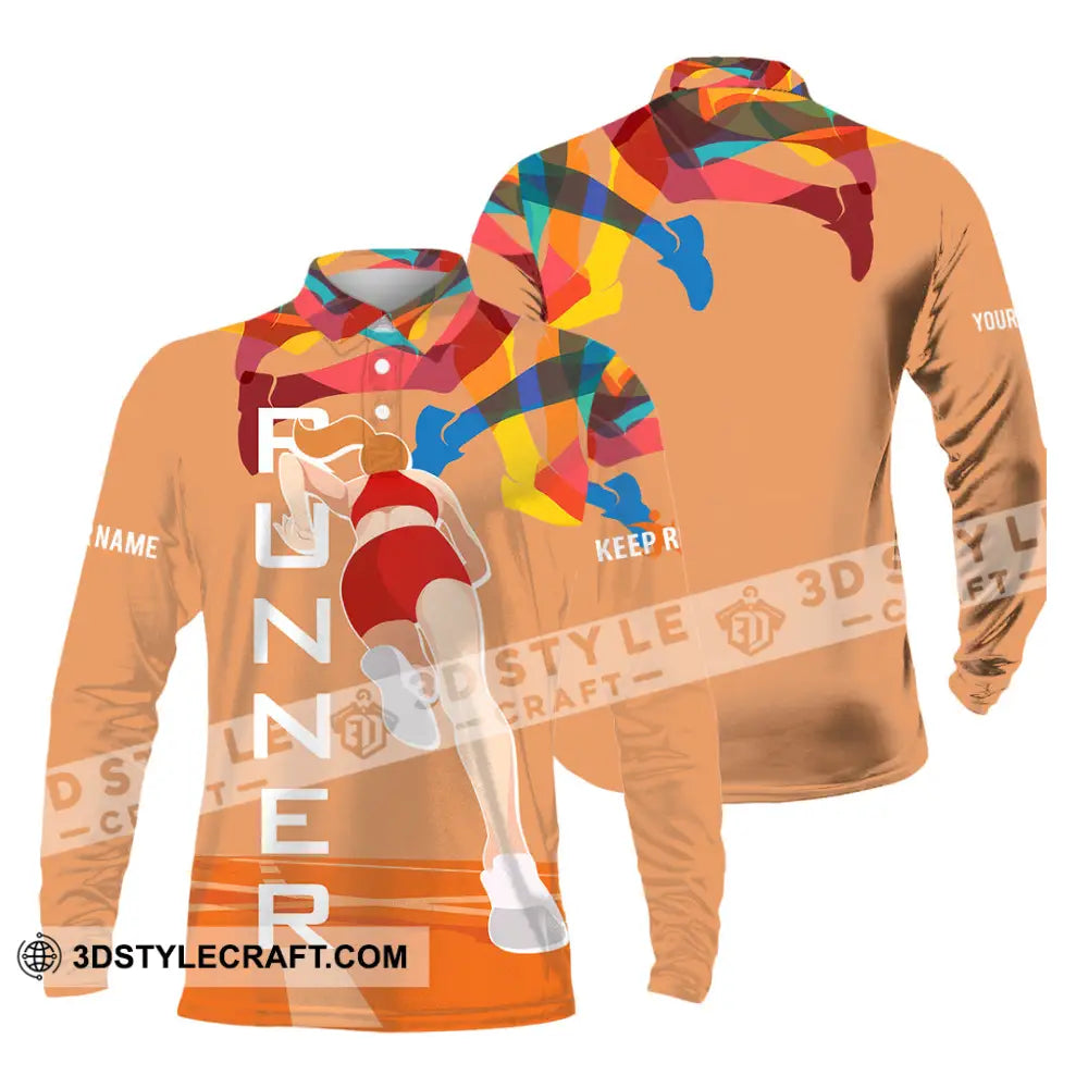 Unisex Shirt - Custom Runner Keep Running 3D Shirt Long Sleeve Polo / S T-shirt