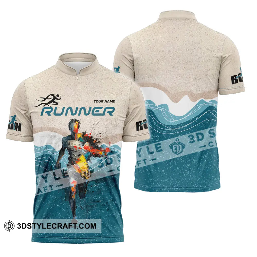 Unisex Shirt - Custom Running 3D Shirt - Zipper Polo Shirt / S - T-shirt