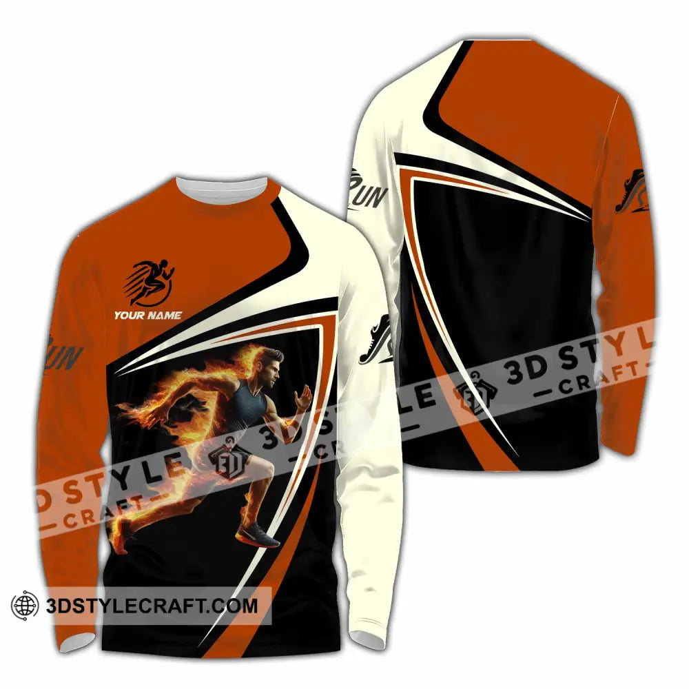Unisex Shirt - Custom Running Fire Man Shirt Long Sleeve Shirt / S T-shirt