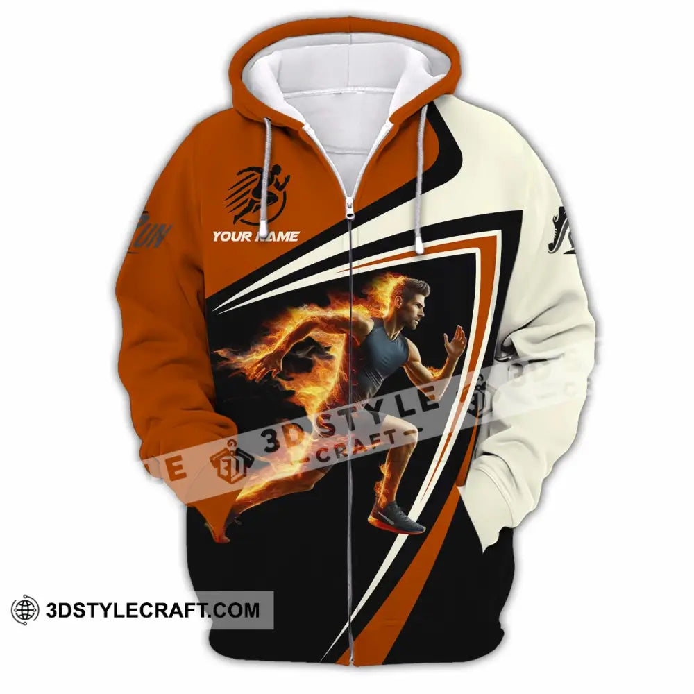 Unisex Shirt - Custom Running Fire Man Shirt Zipper Hoodie / S T-shirt