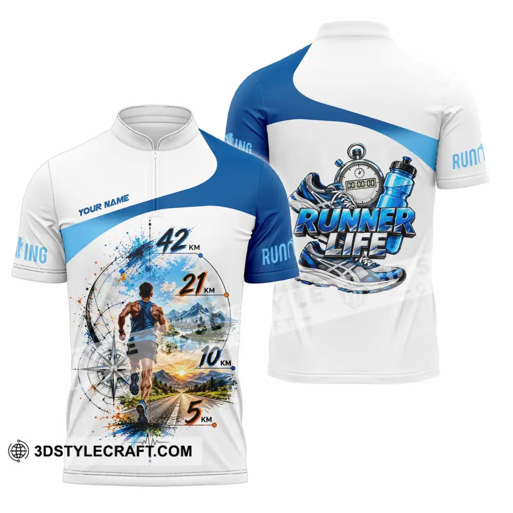 Unisex Shirt - Custom Running Life Shirt - Zipper Polo Shirt / S - T-shirt