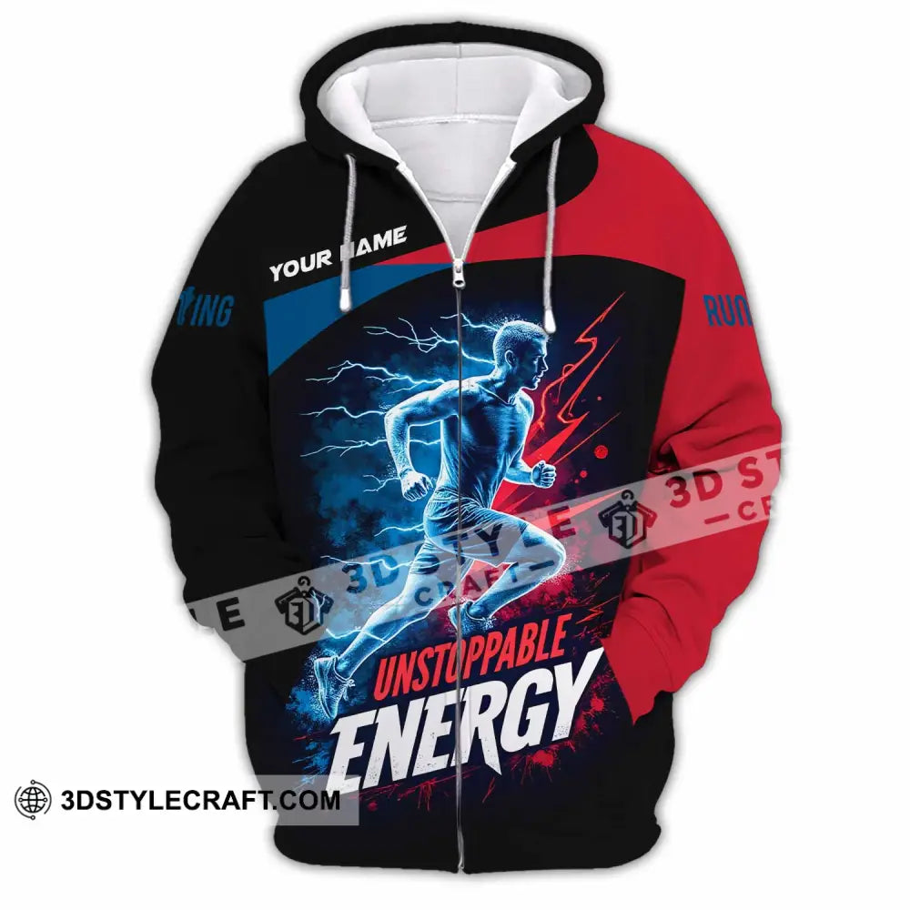 Unisex Shirt - Custom Running Unstoppable Energy Shirt Zipper Hoodie / S T-shirt