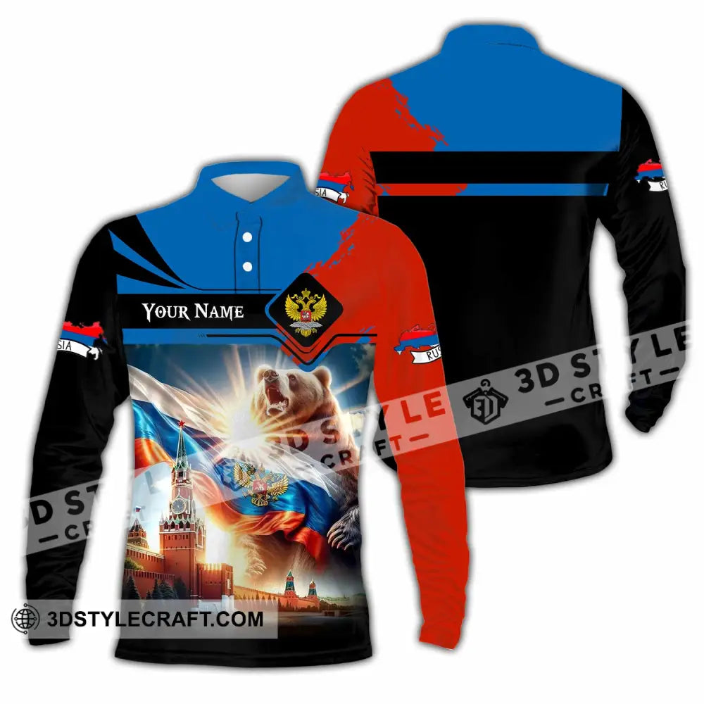 Unisex Shirt - Custom Russia 3D Shirt Long Sleeve Polo / S T-shirt
